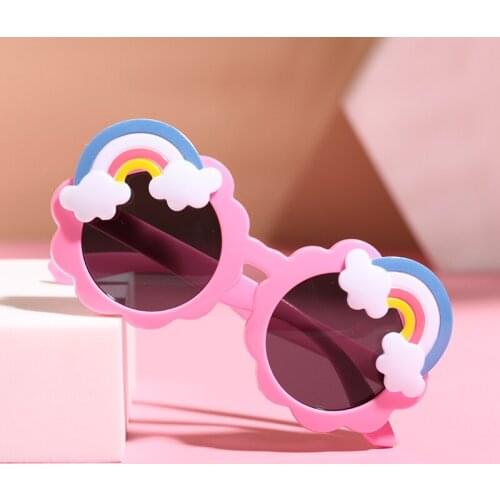 2021 Children Star Cartoon Round Flower Frame Rainbow Sunglasses Girls Boys UV400 Goggles Summer Beach Holiday Eyewear