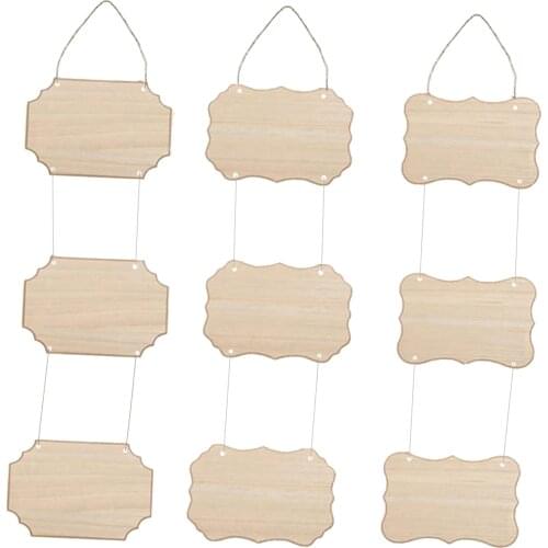 3Pcs Unfinished Wood Plaques Blank Rectangle Wooden Signs Christmas Wall Hanging