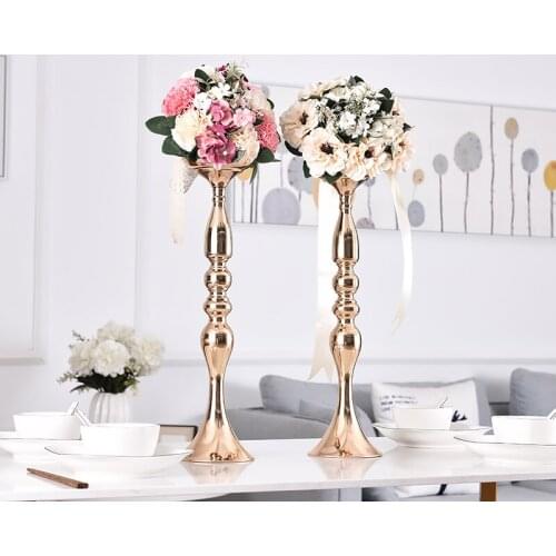 4PCS 20'' Tall Metal Candle Holder Gold Flower Pot Stand for Weddings Iron Rack Event Party Decorative Centerpiece