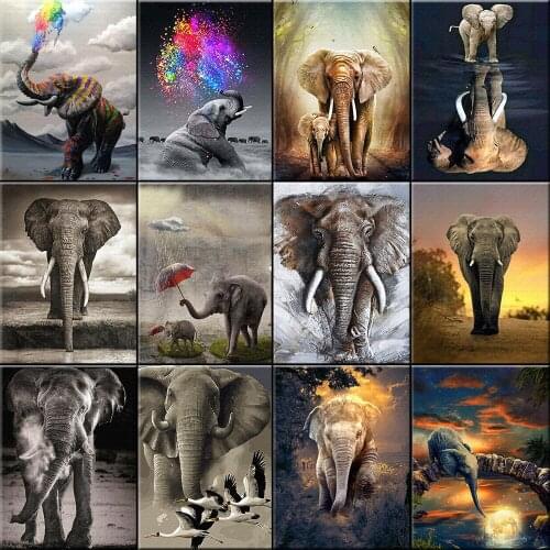 5D DIY Diamond Painting Elephant Full Square/Round Drill Animal Diamond Embroidery Cross Stitch Kits Mosaic Rhinestone Pictures