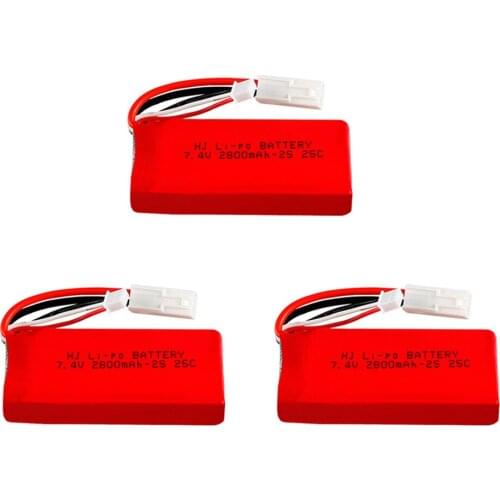 7.4V 2800mAh Lipo battery EL-2P Plug for RC Feilun FT009 RC Boat Spare Parts 7.4V 2S RC boat toys battery accessory 1/2/3/5PCS