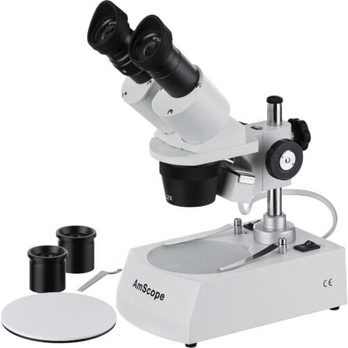 AmScope Student Forward Binocular Stereo Microscope 20X-40X-80X SE306R-PZ