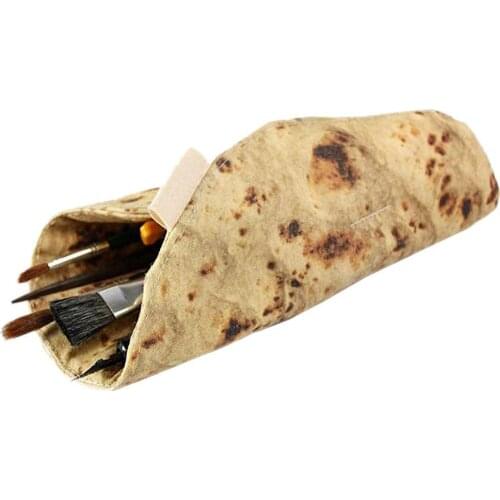 Burrito Roll Pencil Case Burrito Storage Bag Funny Burrito Tortilla Roll Pencil Case Pen Pouch School Supplies #SO