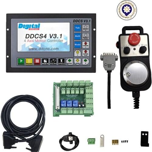 DDCSV3.1 Upgrade +3M signal line large wiring board 3 axis 4 axis cnc offline motion controller with emergency stop handwheel MP