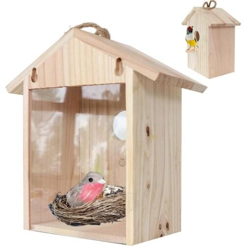 Wooden Bird House Outdoor Birds Nest Bird Feeder With Suction Cup Home Gardening Garden Bird Cage