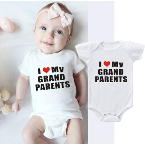 I LOVE My Grandparents Letter Print Kids Baby Rompers Infant Girls Boy Newborn Jumpsuit Cotton Romper Bebes Girls Clothing