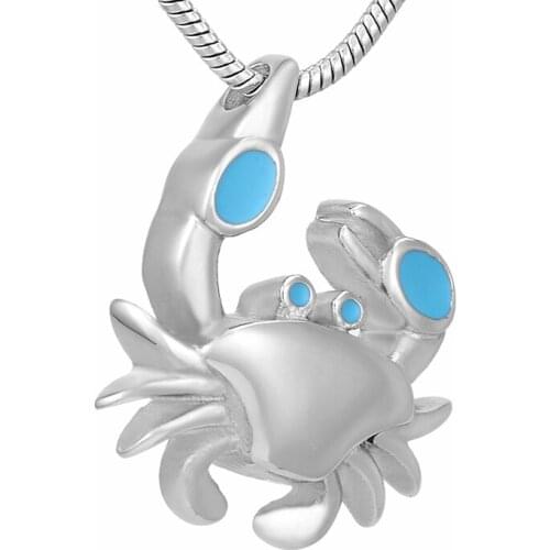 IJD9259 Crab Funeral Keepsake Ashes Urn Necklace Stainless Steel Memorial Cremation Jewelry for Ashes Pendant for Women Men