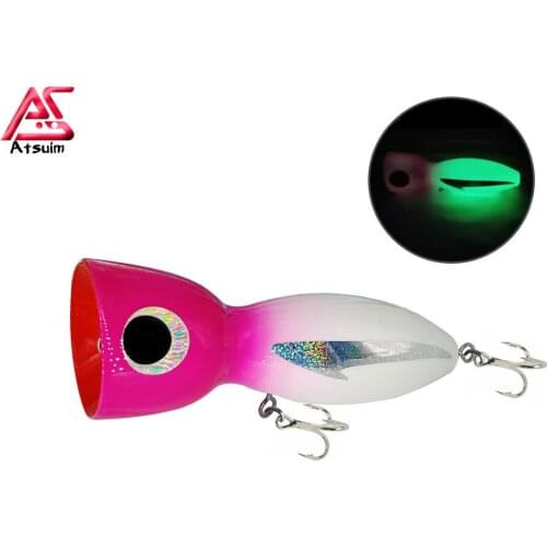 AS Popper Trolling Lure Tuna Wood Bait Boat Fishing 125g145g BKK Treble Hooks Saltwater Topwater Carp Artificial SwimBait Leurre