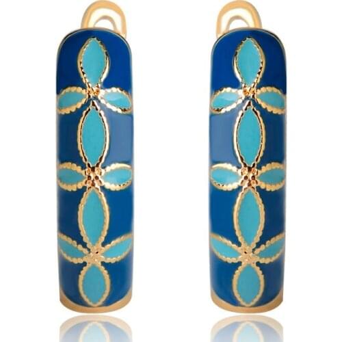 Madrry Classic Orange Flower Shape Enamel Stud Earrings Copper Soft Pins D Hooks Small Earrings For Women Girls Party Jewelry