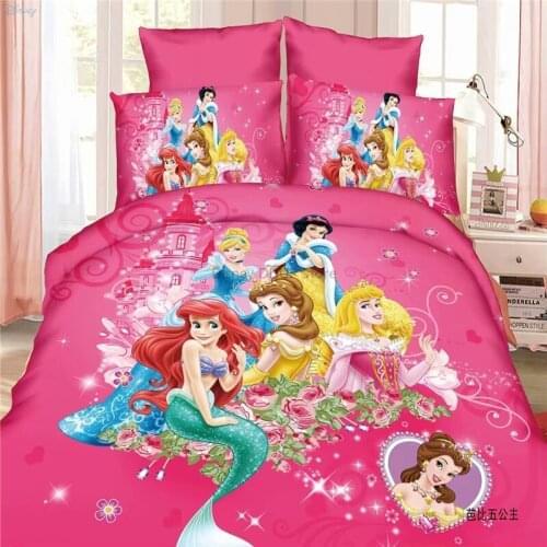 The Little Mermaid Ariel Cinderella Aurora Belle Disney Princess Bedding Sets for Kids Girls Bedroom Decor Single Twin Full Size