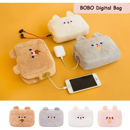Coin Purse Cute Kawaii Anti-Shock Soft Plush Portable Phone Storage Bag Travel Passport Cards Organizer Digital Power Bank Bag