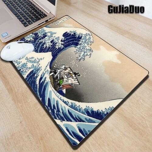 Japanese Waves Mouse Pad Gaming Room Accessories Kawaii Creativity One Piece Small Mousepad Anime Gamer PC Keyboard Desk Mat