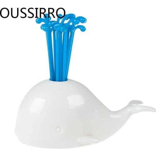 Creative Whale Fountain Fruit Fork Kawaii Fruit Kitchen Tool Cartoon Party Fork Tableware Dinnerware Set Decoration For Home