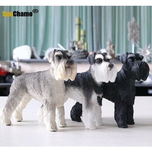 Fashion Decoration Crafts Figurines Miniatures German Schnauzer Dog Articles Murals Accessories Dog Models Figurines Miniatures