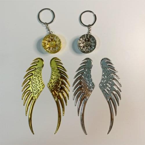 Car Shape Fashion Metal Sticker 3D Gold And Silver Angel Wing Car Label Car Sticker Car Personality