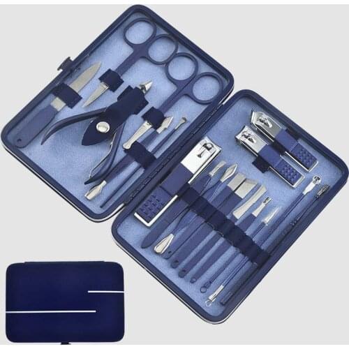 2020 New Nail Clipper Set Household Blue Nail Scissors Tweezer Pedicure Kits Professional Nails Art Kit Manicure Tool Beauty Set