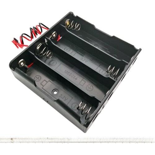 New Plastic Storage Box Case Holder Black For 4pcs Battery 18650 With Wire Leads 4x18650