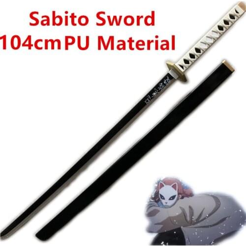 FigureCrazy 104cm Sword Weapon Demon Slayer Kimetsu no Yaiba Sabito Black Gold Sowrd Cosplay 1:1 Ninja Knife PU Model Gift Decor