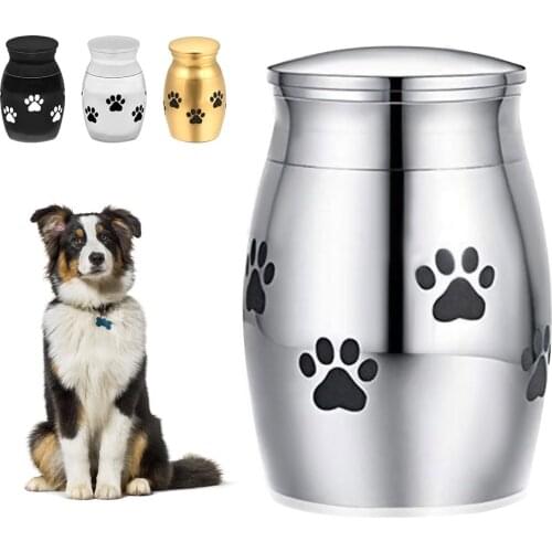 Pet Urn Small Cremation Urn for Pet Ashes Stainless Steel Memorial Urns for Dogs Cats Ashes Holder