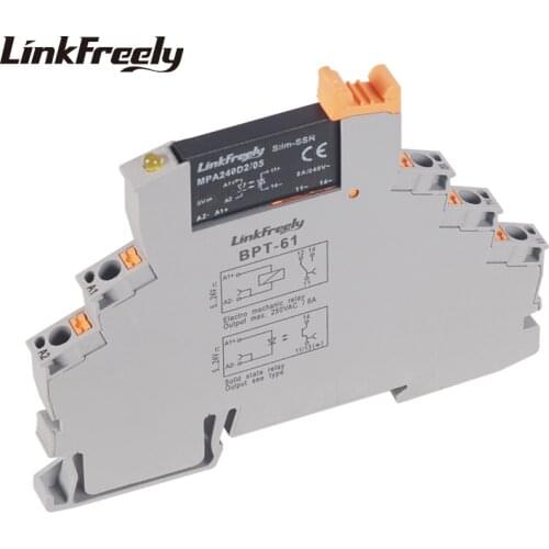 Spring Plug-in Connection Solid State Relay DC to AC SSR 5V 24V DC Input 24-240VAC/ 2A Output Slim Module Relay Socket Din Rail
