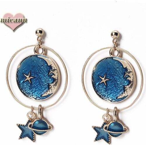 Earrings Indian Star Moon Drop Brincos Diferentes For Women 2021 Bohemian Accessoires Pendientes Largos Vintage Aesthetic Charms