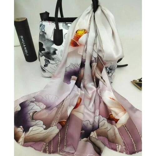 DANKEYISI Real Silk Scarf Women Long Silk Neck Scarves Female Printed For Ladies 100% Natural Silk Scarf Printed Scarves Hijab