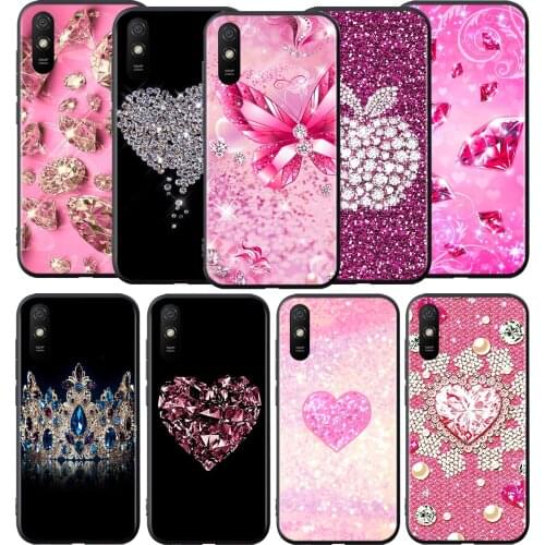 Luxury Diamond Love Silicone Cover For Xiaomi Redmi 9 9T 9C 8 7 6 Pro 9AT 9A 8A 7A 6A S2 5 5A 4X Plus Phone Case