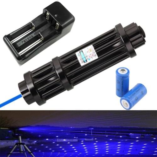Blue laser flashlight high power 450nm powerful hunting laser flashlight with adjustable focal length and burning match/candle