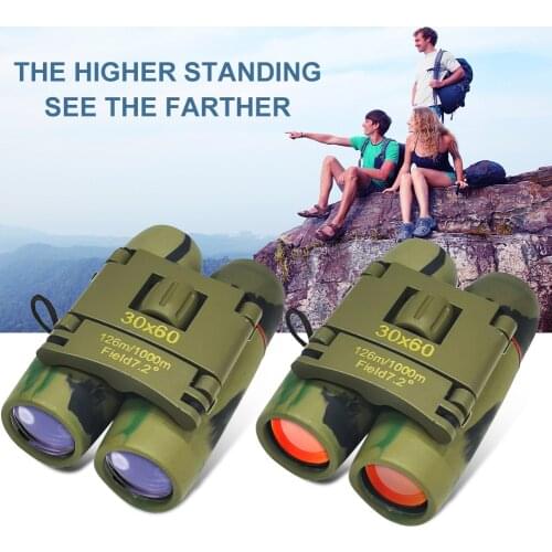 30 x 60 Compact Zoom Binoculars Long Range 1000m Folding Mini Telescope BAK4 FMC Optics for Hunting Sports Camping