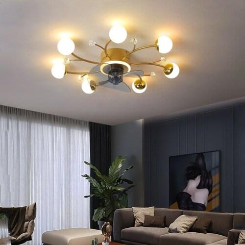 Modern led ceiling fan with lighting application and remote control, dining room, living room, bedroom ceiling lamp
