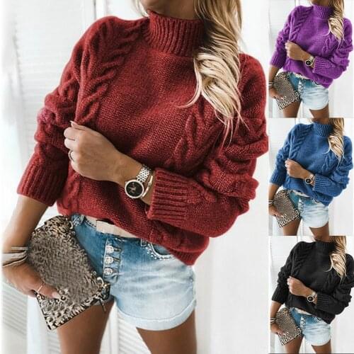 Women Turtleneck Sweaters Autumn Winter2021 Pull Jumpers European Casual Twist Warm Sweaters Female oversized sweater Pull