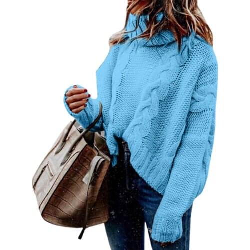 Turtleneck loose Twist Knitted New Autumn Winter Fashion Sweaters Women Pullover Long Sleeve short Knitwear Female tops