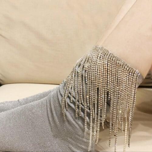 Funny Socks Sokken Mujer Pug Womens Socks Chain Custom Handmade Wire Rhinestone Tassel Metal Fashion Japan in The Pile Female