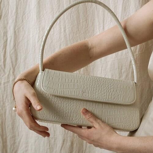 Crocodile Pattern Handbag Female 2021 New Niche Medieval Underarm Bag Shoulder Bag Fashion Simple Baguette