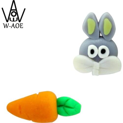 2017 New Design 100% Handmade Cute Rabbit Carrot Stud Earrings Fashion Jewelry Polymer Clay Cartoon 3D Animal Earrings For Women