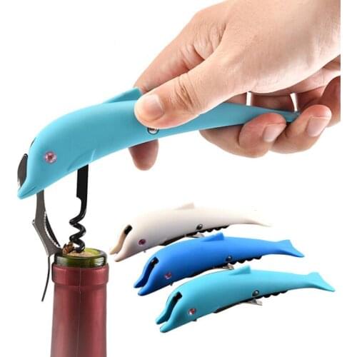 100pcs/lot High Quality Creative Dolphin Cork Screw Corkscrew MultiFunction Wine Bottle Cap Beer Opener LX9438