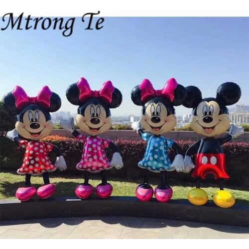 175Cm Large 3D Mickey Minnie Mouse Foil Balloon Birthday Party Red Pink Blue Standing Decorations Cartoon Kids Toys Baby Shower
