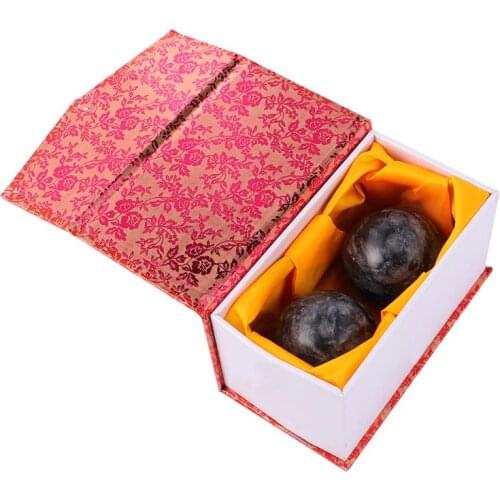 2PCS 52MM Massager Fitness Ball Hand Rehabilitation Ball Natural Jade Fitness Ball Solid Ball For Elders With 1PC Storage Box