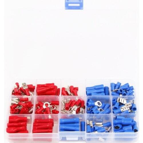 200Pcs Assorted Insulated Electrical Wire Terminals Crimp Connector Set Red Blue