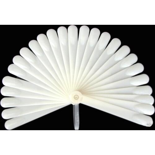 25 Pcs False Nails Natural & Clear French Style Acrylic UV Gel Fan Shaped Fake Nail Art Tips Polish UV Gel Display Tips Tools