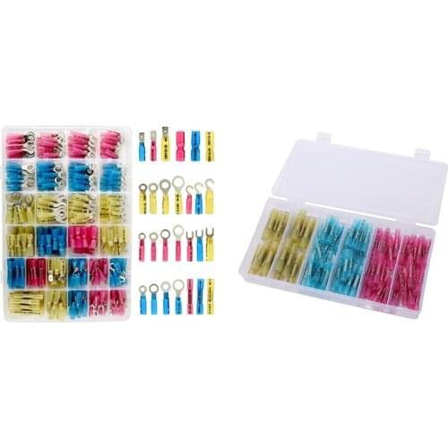 270 PCS Heat Shrink Wire Connector with 100Pcs Heat Shrink Butt 3 Sizes Crimp Terminals for 22-10 AWG