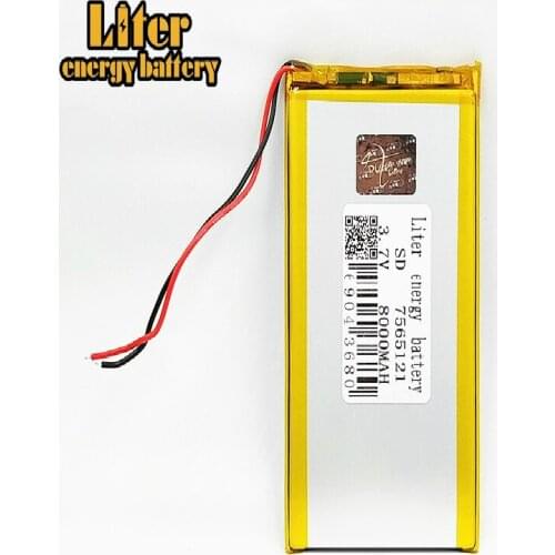 3.7V,8000mAH,7566121 PLIB; polymer lithium ion / Li-ion battery for GPS,mp3,mp4,mp5,dvd,bluetooth,model toy mobile bluetooth