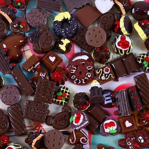 30Pieces Slime Charms Mixed Resin Chocolate Fruit Candy Donut Beads Slime Filler Making Supplies For DIY Crafts Scrapbook