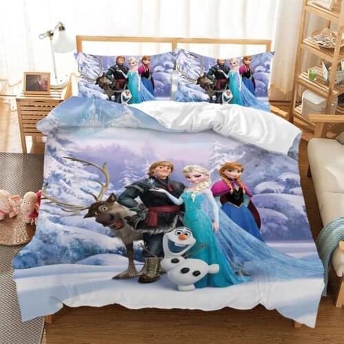 3D Disney Frozen Elsa Anna Olaf Bedding Set Double Queen King Size Duvet Cover Single Twin Children Bedding Sets Christmas Gift
