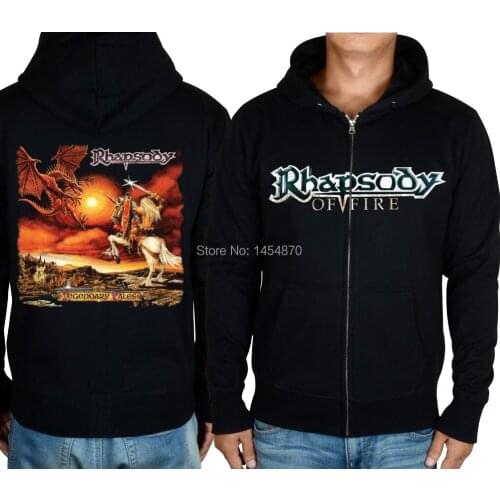 4 styles Zipper Pullover Live Rhapsody Of Fire Cotton Rock Black Hoodies jacket punk hardrock sweatshirt fleece tracksuit