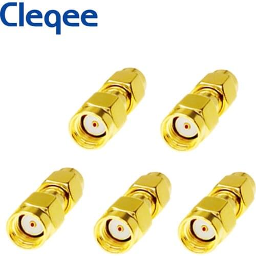 JXSINONE 5PCS Gold Tone RP SMA Male To RP SMA Male Plug Connector RF Coaxial Adapter Stright Gold-plated Converter