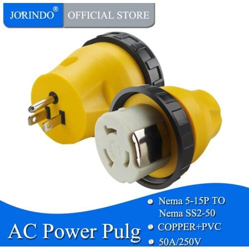 JORINDO Nema 5-15P to Nema SS 2-50R 15A Male to 50A Female RV Camp Adapter