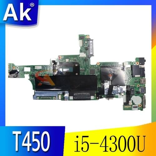 Akemy AIVL0 NM-A251 RFU 00HT732 For lenovo thinkpad T450 laptop motherboard SR1ED i5-4300U cpu onboard