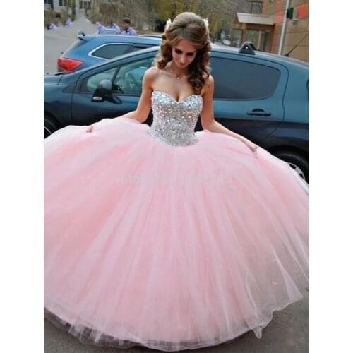 Angelsbridep Sweetheart Ball Gown Vestidos De 15 Quinceanera Dresses Sparkly Crystal Bodice Sweet 16 Dress Vestidos De Debutante