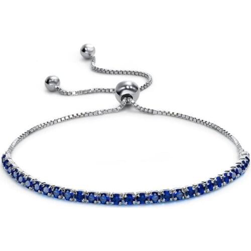 925 Sterling Silver Single 2.5mm Full High Carbon Diamond Sapphire Ruby Tennis Bracelet For Women Party Jewelry Christmas Gift